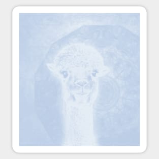 Ghostly alpaca and mandala in serenity blue Sticker